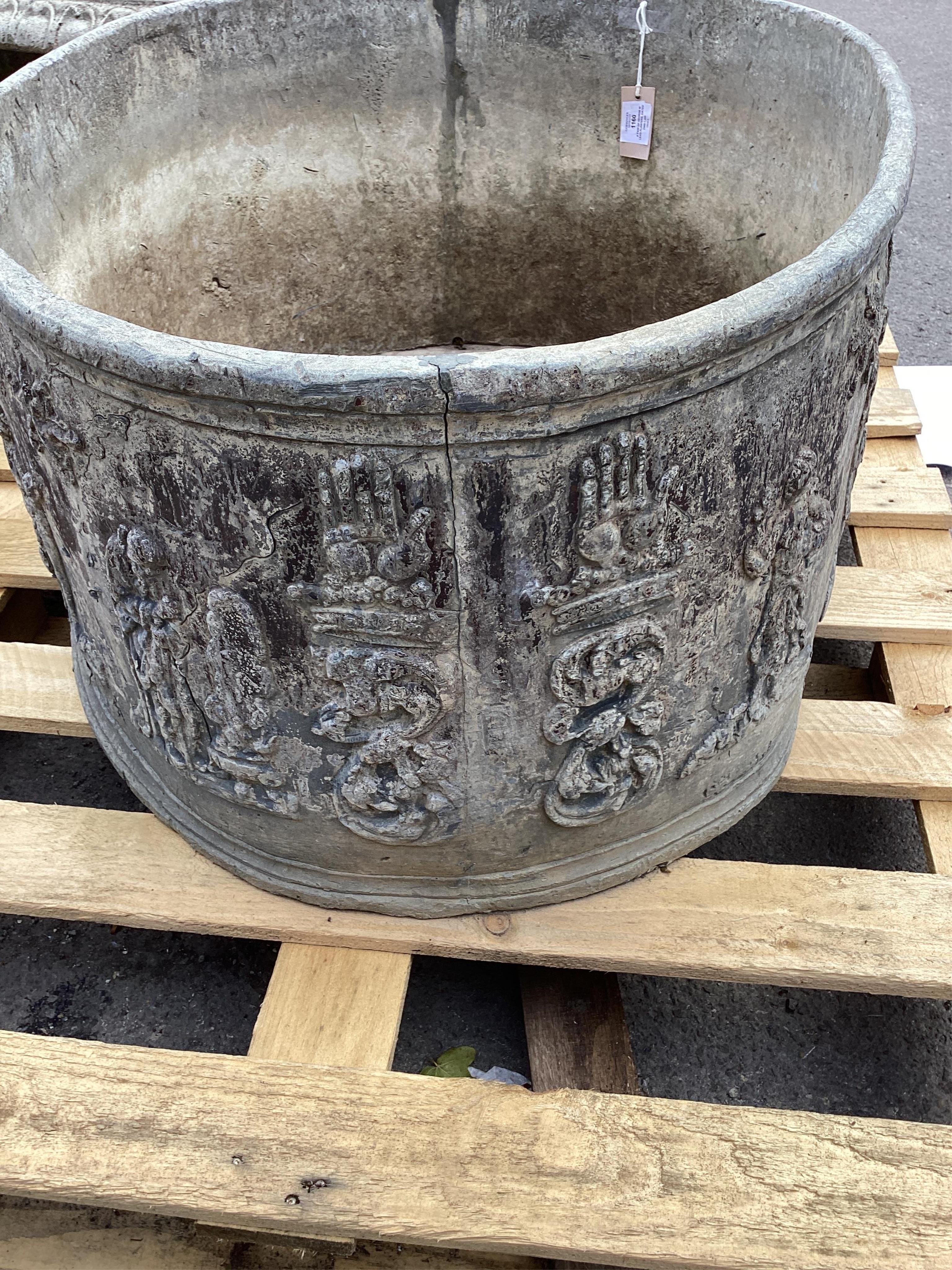 A pair of George III lead planters, dated 1769, width 67cm, height 88cm
